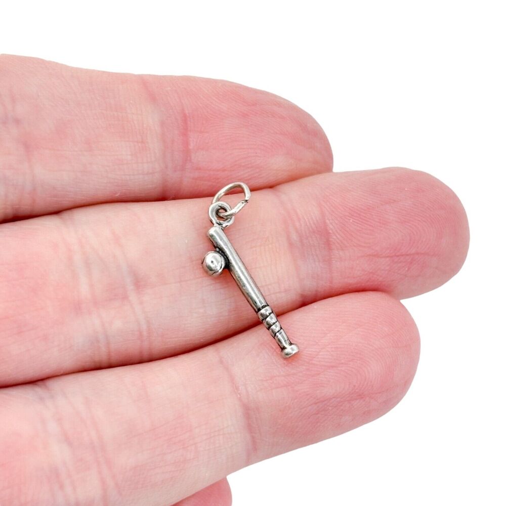 Vintage Sterling Silver Baseball Bat & Ball Charm Pendant